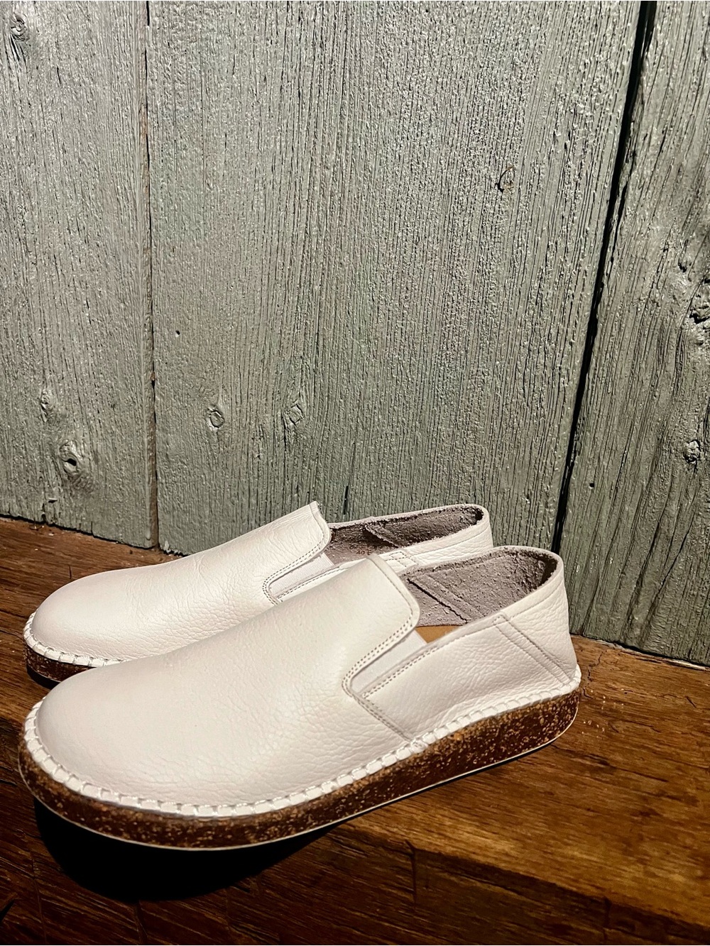 Birkenstock White Slip-On Leather Espadrille